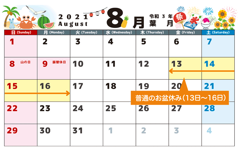 お盆の日にちはいつからいつまで 21年の一般的なお盆休み期間は ハテ なる